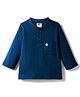 Zero Interlock Knit Full Sleeves Henley Neck T-Shirt with Pocket & Boat Print - Navy Blue