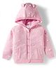 Babyhug Knit Full Sleeves Hooded Front Open Sweater with Ear Applique - Pink