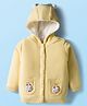 Babyhug Knitted Full Sleeves Hooded Front Open Sweater With Animal Applique - Yellow