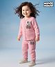 Babyhug Disney Full Sleeve Front Open Thermal Vest & Pant Set With Minnie Mouse Graphic - Pink