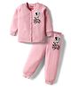 Babyhug Disney Full Sleeve Front Open Thermal Vest & Pant Set With Minnie Mouse Graphic - Pink