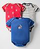Kidi Wav Pack Of 3 Striped & Ship Printed Onesies - Multi Colour
