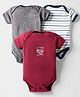 Kidi Wav Pack Of 3 Striped & Polka Dots Printed Onesies - Multi Colour