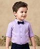 Babyhug Oxford Cotton Woven Full Sleeves Solid Color Pintuck Party Shirt with Bow - Lavender