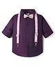 Babyhug Cotton Woven Full Sleeves Party Shirt with Suspender & Bow - Purple