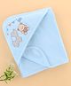 Zero Terry Knit Hooded Towel with Bear & Elephant Patch Detailing L 86 x B 86 cm - Light Blue
