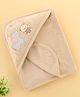 Zero Terry Knit Hooded Towel with Bear & Elephant Patch Detailing L 86 x B 86 cm - Beige