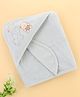 Zero Terry Knit Hooded Towel with Bear & Elephant Patch Detailing L 86 x B 86 cm - Silver