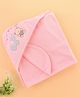 Zero Terry Knit Hooded Towel with Bear & Elephant Patch Detailing L 86 x B 86 cm - Pink