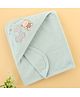Zero Terry Knit Hooded Towel with Bear & Elephant Patch Detailing L 86 x B 86 cm - Aqua Blue