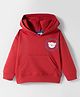 Zero Looper Knit Full Sleeves Drop Shoulder Hooded Sweatshirt with Bear Print & Kangaroo Pocket - Red