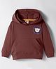 Zero Looper Knit Full Sleeves Drop Shoulder Hooded Sweatshirt with Bear Print & Kangaroo Pocket - Rose Gold