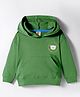 Zero Looper Knit Full Sleeves Drop Shoulder Hooded Sweatshirt with Bear Print & Kangaroo Pocket - Green