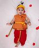 KID1 Cotton Woven Janmasthami Theme Sleeveless Krishna Costume Set With Mor Pankh & Headband - Yellow & Red