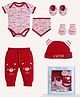 Polka Tots Unicorn Print Mini Newborn Gift Hamper Set -  Red