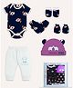 Polka Tots Unicorn Print Mini Newborn Gift Hamper Set - Navy Blue