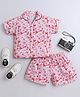The Magic Wand Cotton Woven Half Sleeves Animals Printed Coordinating Shirt & Shorts Night Set - Peach