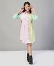 StyloBug Cotton Woven Three Fourth Sleeves Cut & Sew Shirt Style Dress - Pink