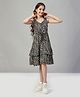 StyloBug Woven Sleeveless Floral Printed Layered Dress - Black