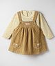 WOW Cotton Woven Full Sleeves Frock With Floral Printed Tee - Khaki
