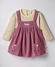 WOW Cotton Woven Full Sleeves Frock With Floral Printed Tee - Wine