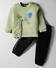 Mini Taurus Looper Knit T-Shirt & Lounge Pant Set With Animal Print - Green