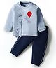 Mini Taurus Looper Knit T-Shirt & Lounge Pant Set With Animal Print - Light Blue