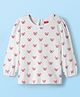 Babyhug 100% Cotton Knit Full Sleeves T-Shirts With Bow Print - White