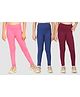 Zion Cotton Lycra Knit Pack Of 3 Solid Leggings - Multi Colour