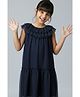 Zion Mesh Woven Sleeveless Shimmered Dress - Navy Blue