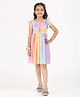 Zion Mesh Woven Frill Sleeves Sequins Embellished Ombre Dress - Multi Colour