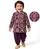 EARTHY TOUCH Single Jersey Knit Full Sleeves Kurta Dhoti Set With Floral Print - Purple