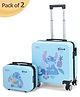 Babyhug Disney Stitch Kids Travel Luggage with Carry-On Luggage & Wheels Pack of 2 - 15 Inches| Shock Resistant| Telescopic Handle| Water Resistant| Easy Zipper Closure| Durable Wheels| Number Lock