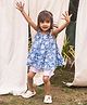 Halemons Ultra Soft Cotton Woven Sleeveless Floral Printed Layered Top With Shorts Set - Blue