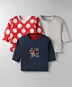 Kidi Wav Pack Of 3 Full Sleeves Striped & Polka Dots Printed Tees - Multi Colour
