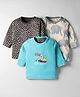 Kidi Wav Pack Of 3 Full Sleeves Elephant & Ship Printed Tees - Multi Colour
