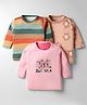 Kidi Wav Pack Of 3 Full Sleeves Striped & Floral Printed Tees - Multi Colour