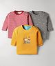 Kidi Wav Pack Of 3 Full Sleeves Striped & Animal Face Printed Tees - Multi Colour