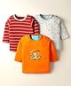 Kidi Wav Pack Of 3 Full Sleeves Striped & Baby Lion Printed Tees - Multi Colour