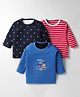 Kidi Wav Pack Of 3 Full Sleeves Striped & Polka Dots Printed Tees - Multi Colour