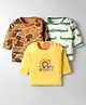 Kidi Wav Pack Of 3 Full Sleeves Alligator & Baby Lion Printed Tees - Multi Colour