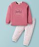 Mini Donuts Single Jersey Knit Full Sleeves Printed T-Shirt & Lounge Pant Set - Pink