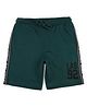 ALAN JONES Cotton Blend Knit LA8 92 Text Printed Side Taped Shorts - Teal