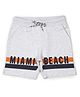 ALAN JONES Cotton Blend Knit Miami Beach Text Printed Shorts - Light Grey