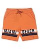 ALAN JONES Cotton Blend Knit Miami Beach Text Printed Shorts - Orange