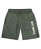 ALAN JONES Cotton Blend Knit West Waves Text Printed Shorts - Green