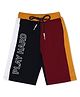 ALAN JONES Cotton Blend Knit Play Hard Text Printed Cut & Sew Shorts - Maroon