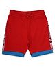 ALAN JONES Cotton Blend Knit Motor Cycle Text Printed Side Taped Shorts - Red