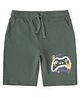 ALAN JONES Cotton Blend Knit Under Control Text Printed Shorts - Green