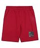 ALAN JONES Cotton Blend Knit California Text Printed Shorts - Red
